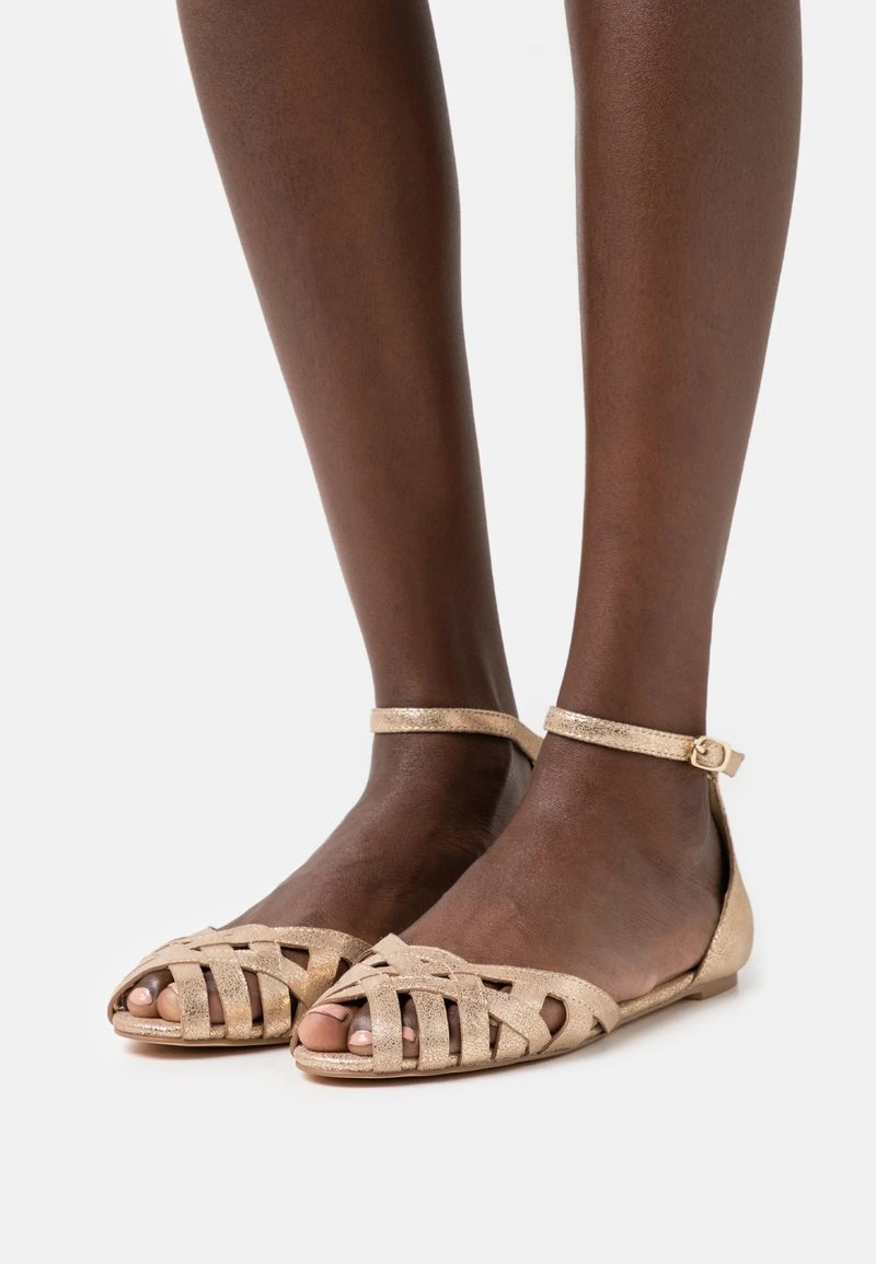 LEATHER - Peeptoe Ballerina - Gold 1 LEATHER - Peeptoe Ballerina - Gold