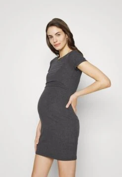 SHORT SLEEVES - Jerseykleid - Mottled Dark Grey